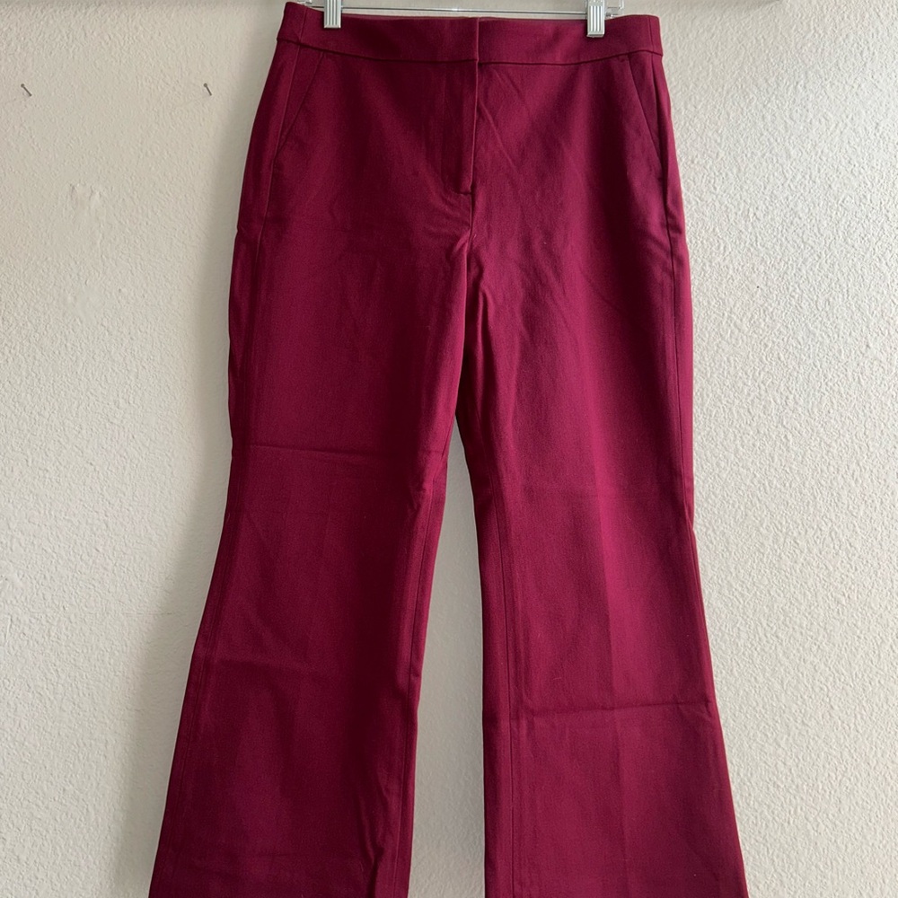 J. Crew Magenta Crop Flare Trousers